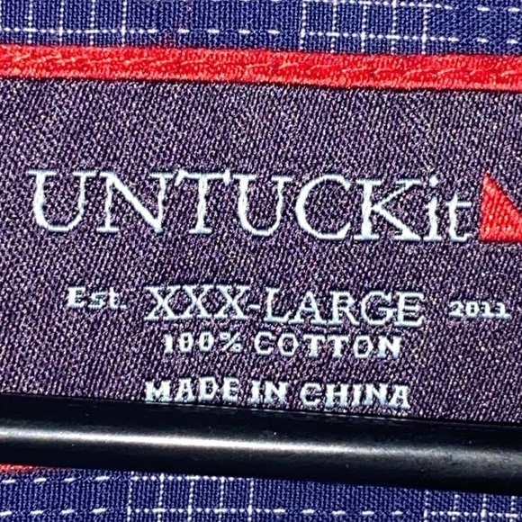 UNTUCKIT MENS SIZE XXXL BLUE GEO SMALL SQUARES Casual Button Down Shirt CLEAN - Picture 3 of 12